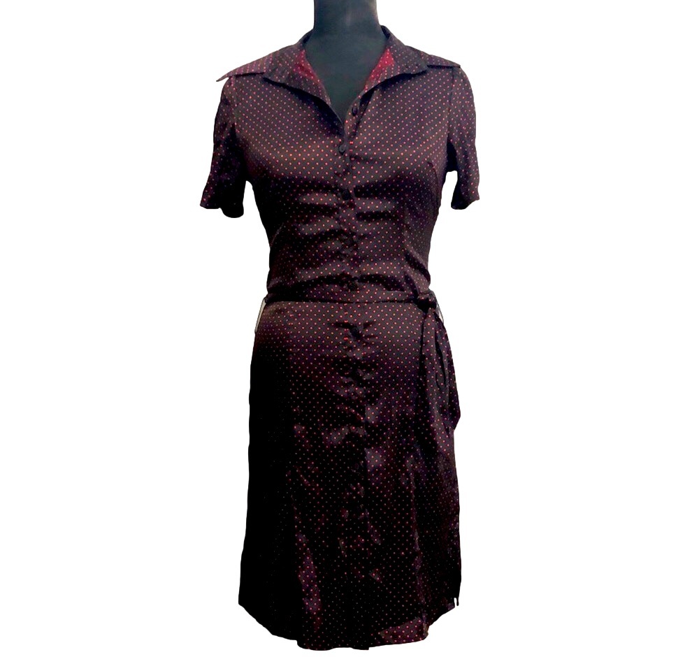 Retro Inspired Black & Red Polkadot Dress, Size 9